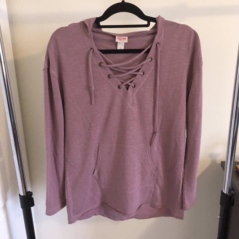 Mauve pocket hoodie with laces